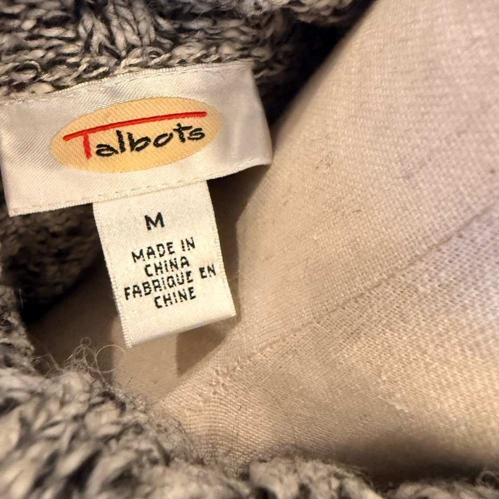 Talbots Speckled Holiday Gray Penguin Knit Sweater - Picture 3 of 4